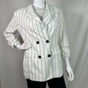 A New Day White and Black Pintripe Blazer Size 10